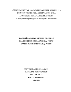 &iquest;C&Oacute;MO INCENTIVAR LA CREATIVIDAD EN EL NI&Ntilde;O DE 11 a 13