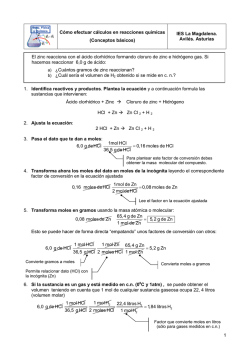 1 Cómo efectuar cálculos en reacciones químicas (Conceptos