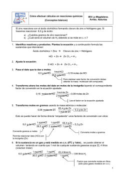 1 C&oacute;mo efectuar c&aacute;lculos en reacciones qu&iacute;micas (Conceptos
