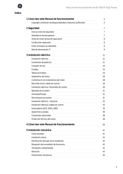 &Iacute;ndice 1 C&oacute;mo leer este Manual de funcionamiento 2 Seguridad 3