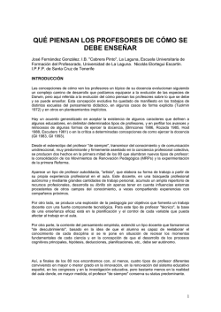 QU&Eacute; PIENSAN LOS PROFESORES DE C&Oacute;MO SE DEBE - Inicio