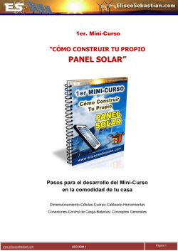 1er. Mini-Curso: “Cómo construir tu Panel Solar en casa”