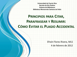 PRINCIPIOS PARA CITAR, PARAFRASEAR Y RESUMIR: C&Oacute;MO