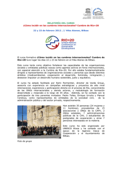 RELATOR&Iacute;A DEL CURSO &iquest;C&oacute;mo incidir en las - Unesco Etxea