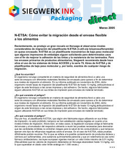 N-ETSA: C&oacute;mo evitar la migraci&oacute;n desde el envase - Siegwerk