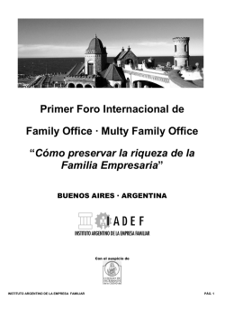 Primer Foro Internacional de Family Office · Multy Family - iadef