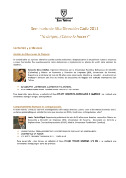 Seminario de Alta Dirección Cádiz 2011 “Tú diriges, ¿Cómo lo