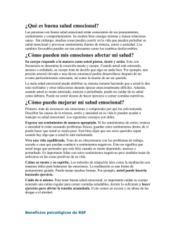 &iquest;Qu&eacute; es buena salud emocional? &iquest;C&oacute;mo pueden mis emociones