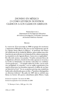 DIONISO EN MÉXICO O CÓMO LEYERON NUESTROS CLÁSICOS