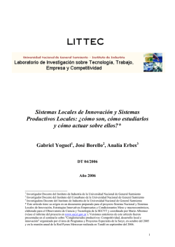 Sistemas Locales de Innovación y Sistemas - Littec - UNGS