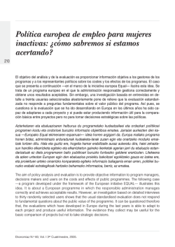 Política europea de empleo para mujeres inactivas: ¿cómo - Dialnet