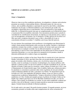 LIBERTAD ACADEMICA ¿PARA QUIEN? Por Jorge A - Cuba Futuro