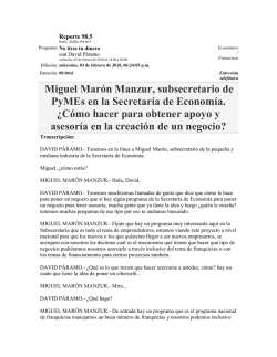 Entrevista concedida por Miguel Marón Manzur - SIAM