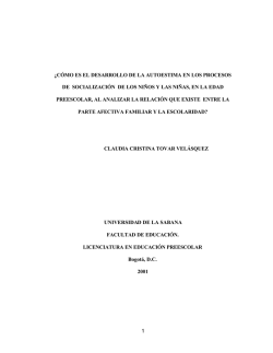 1 &iquest;C&Oacute;MO ES EL DESARROLLO DE LA AUTOESTIMA EN LOS