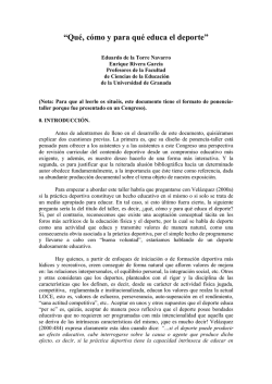 “Qué, cómo y para qué educa el deporte” - Universidad de Granada