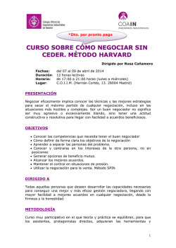 CURSO SOBRE C&Oacute;MO NEGOCIAR SIN CEDER. M&Eacute;TODO - COIIM