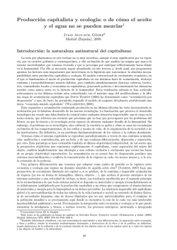 Producci&oacute;n capitalista y ecolog&iacute;a: o de c&oacute;mo el aceite y el agua no