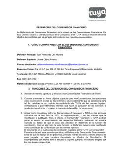 DEFENSOR&Iacute;A DEL CONSUMIDOR FINANCIERO 1. C&Oacute;MO