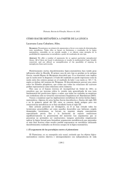 CÓMO HACER METAFÍSICA A PARTIR DE LA LÓGICA Laureano