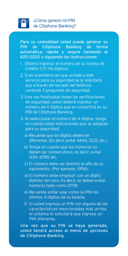ﬂ ¿Cómo genero mi PIN - Citibank
