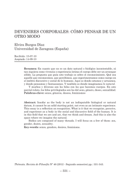 DEVENIRES CORPORALES: CÓMO PENSAR DE UN OTRO MODO