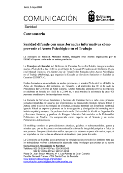 Nota de prensa de la Consejería de Sanidad - Gobierno de Canarias