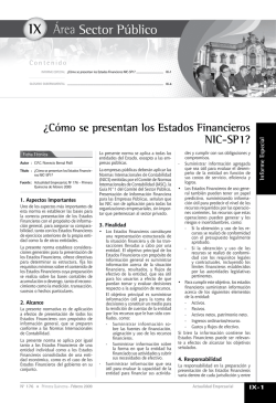 &iquest;C&oacute;mo se presentan los Estados Financieros NIC-SP1? - Revista