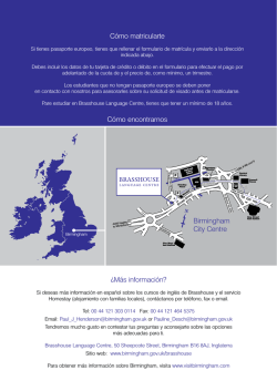 Birmingham City Centre &iquest;M&aacute;s informaci&oacute;n? C&oacute;mo matricularte