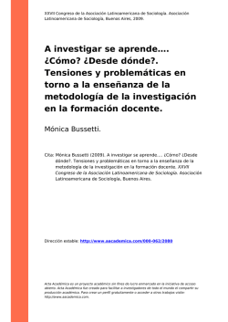 A investigar se aprende&hellip;. &iquest;C&oacute;mo? &iquest;Desde - Acta Acad&eacute;mica