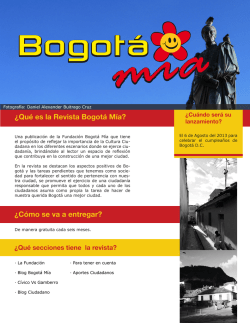 ¿Qué es la Revista Bogotá Mía? ¿Cómo se va a entregar?