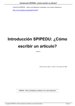 Introducción SPIPEDU: ¿Cómo escribir un artículo? - SpipEdu.es