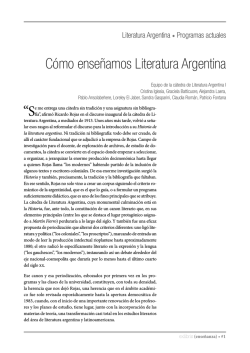 Cómo enseñamos Literatura Argentina - Facultad de Filosofía y Letras