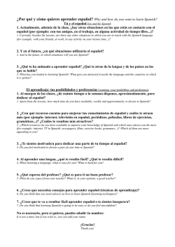 &iquest;Por qu&eacute; y c&oacute;mo quieres aprender espa&ntilde;ol? Why and how do you