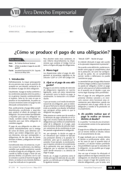VIII &iquest;C&oacute;mo se produce el pago de una obligaci&oacute;n? - Revista