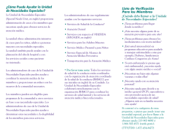 &iquest;C&oacute;mo Puede Ayudar la Unidad de Nececidades Especiales? Lista