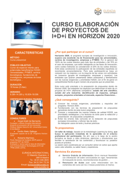 Curso "Elaboración de Proyectos de I+D+i en Horizon 2020" - Euradia