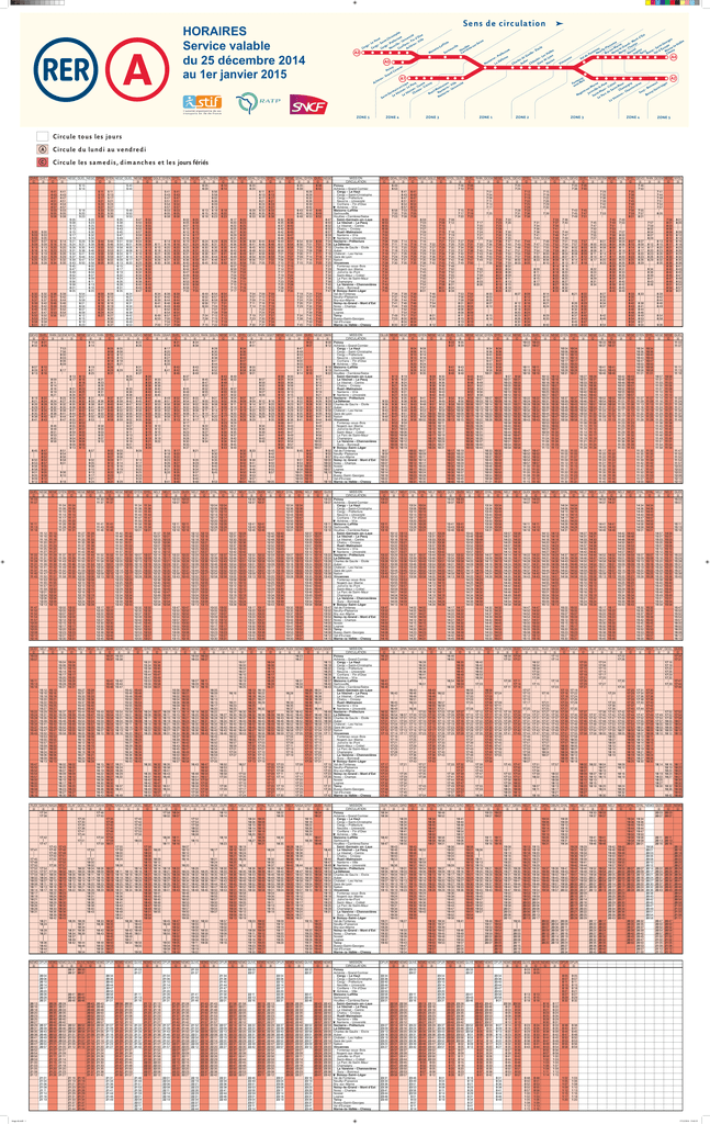 Horaires De La Ligne A Valables Du 25 Decembre Au 01 Transilien