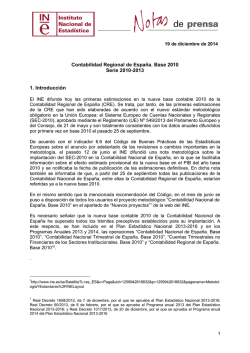 Contabilidad Regional de España - Instituto Nacional de Estadistica.