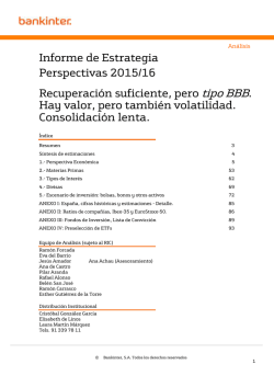 Informe de Estrategia Perspectivas 2015/16 - Bankinter