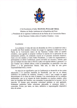 A Su Excelencia el Se&ntilde;or MANUEL PULGAR VIDAL - unfccc