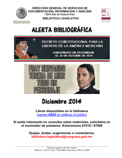 ALERTA BIBLIOGRÁFICA Diciembre 2014 - Cámara de Diputados