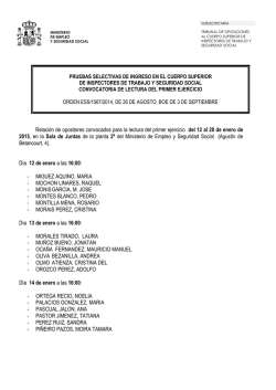 Inspectores 2014 Convocados lectura 1er. Ejer. (12 - 28 ene.)