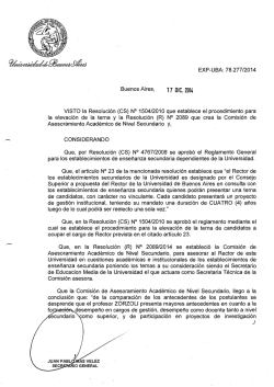 del Prof. Gustavo Zorzoli como Rector para el per&iacute;odo 2015-2019