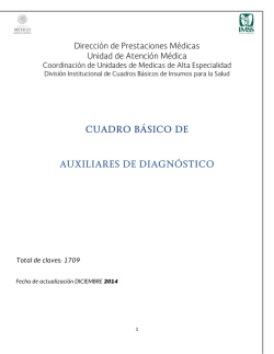 CUADRO B&Aacute;SICO DE AUXILIARES DE DIAGN&Oacute;STICO - Imss