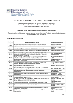 Resolución provisional de Redes aceptadas 2014-15