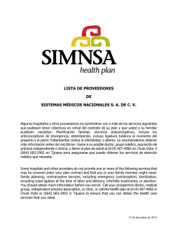 lista de proveedores de sistemas médicos nacionales sa - SIMNSA