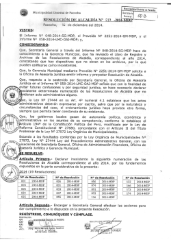 RESOLUCION DE ALCALDIA N° 2 l3 -2014-M1)P Pacocha, ll: de