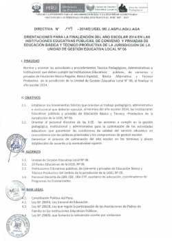 Directiva N&deg;149-2014-UGEL06/J.AGP, ORIENTACIONES PARA LA