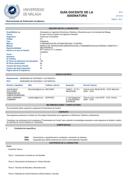 GU&Iacute;A DOCENTE DE LA ASIGNATURA - Universidad de M&aacute;laga