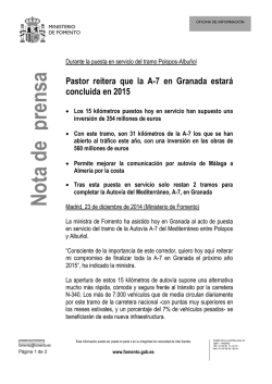 Pastor reitera que la A-7 en Granada estará concluida en 2015